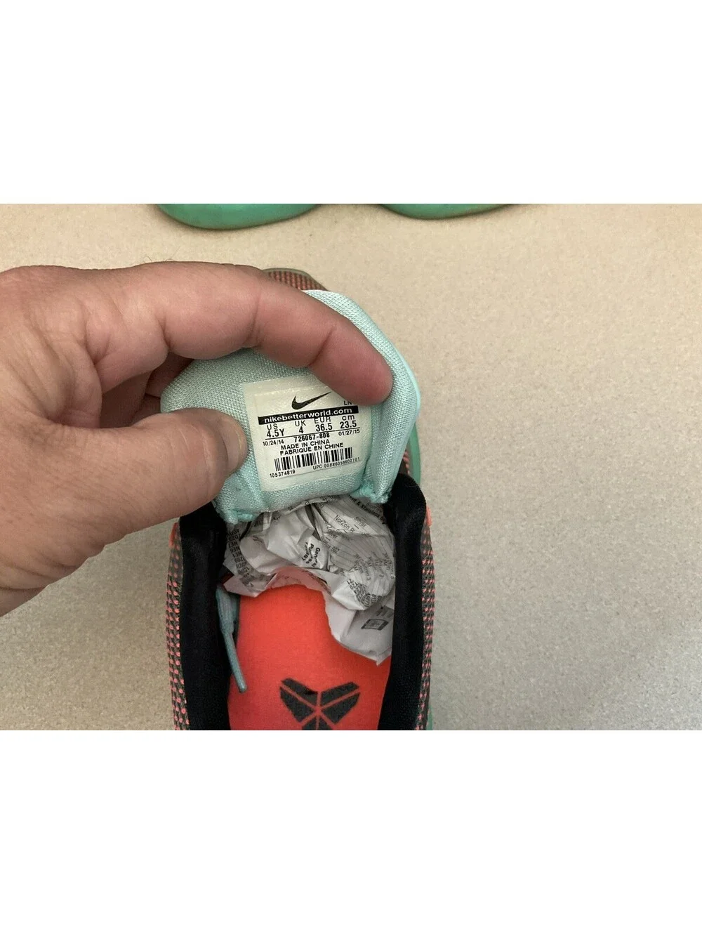 Youth’s Nike Kobe Bryant X 10 “Easter”Hot Lava Sunset Glow Shoes. Size 4.5Y.